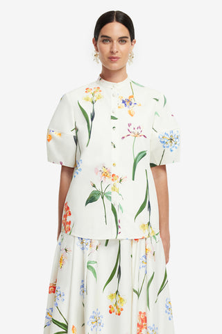 Exclusive LEO LIN Jemma Blouse - Botanical Print in Snow