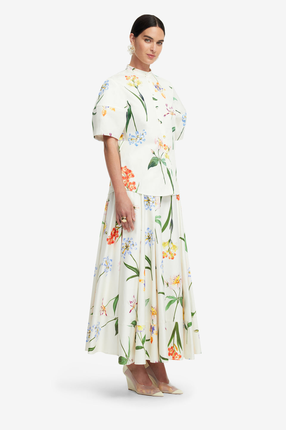 Exclusive LEO LIN Jemma Blouse - Botanical Print in Snow