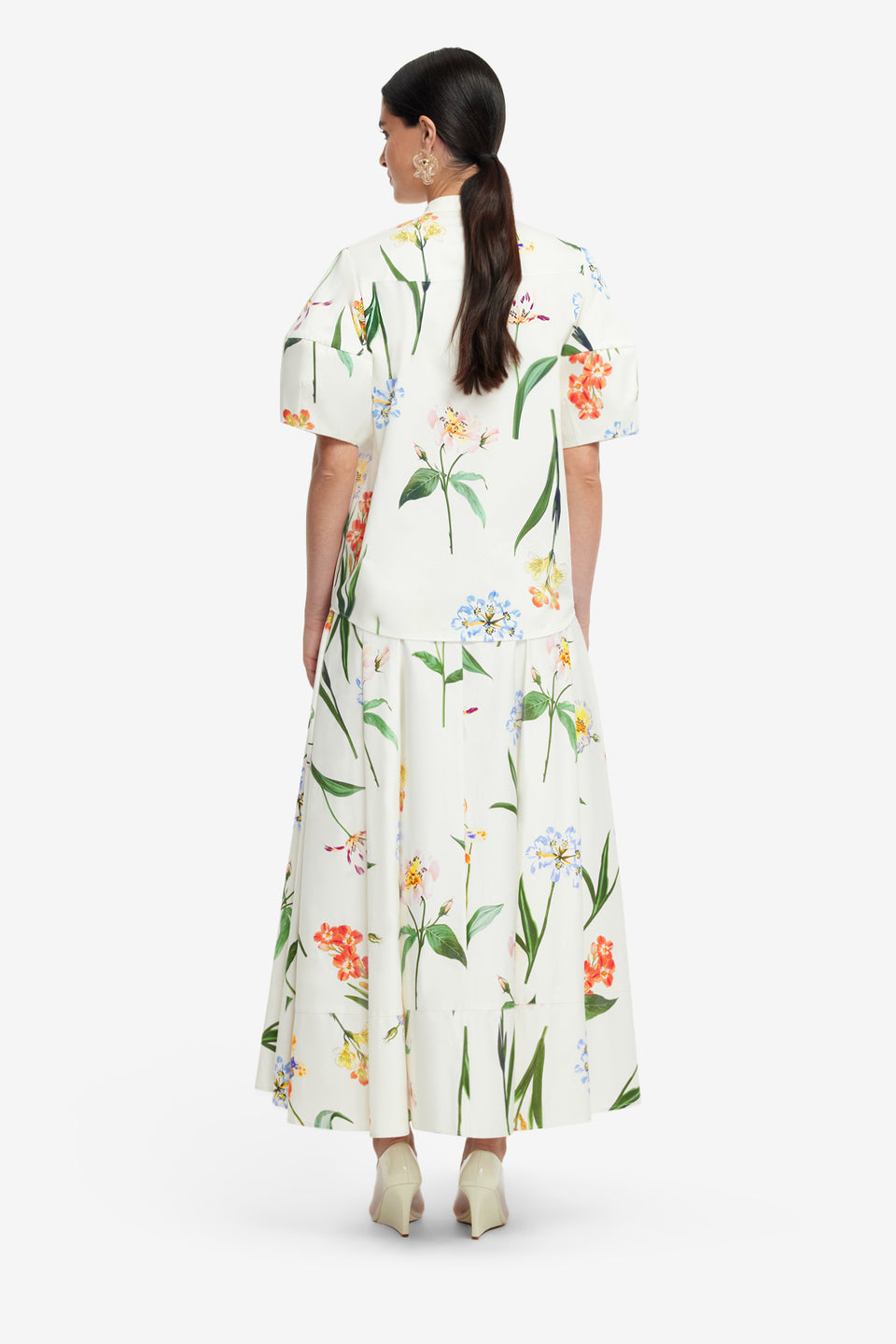 Exclusive LEO LIN Jemma Blouse - Botanical Print in Snow