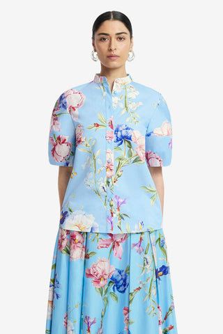 Exclusive LEO LIN Jemma Blouse - Garden Print in Baby Blue