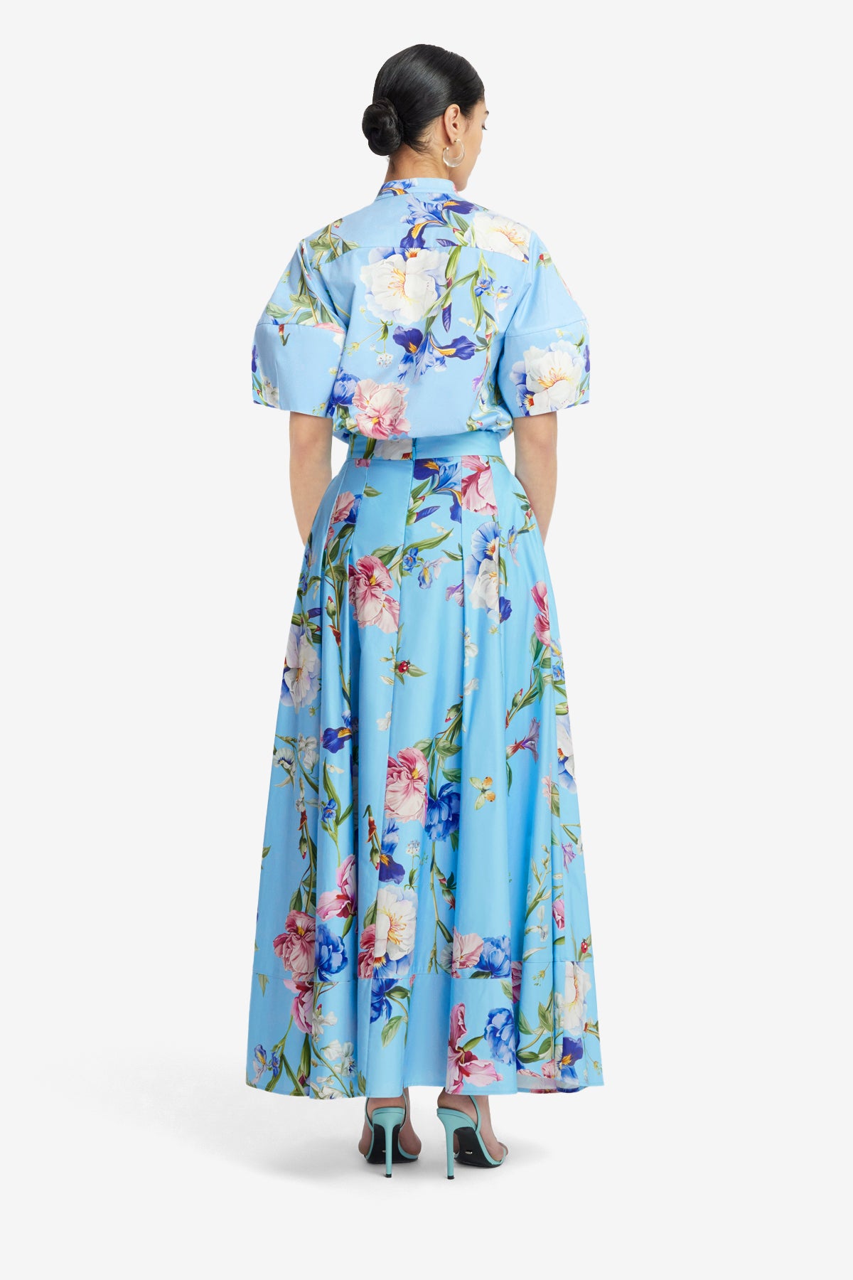 Jemma Blouse - Garden Print in Baby Blue – LEO LIN