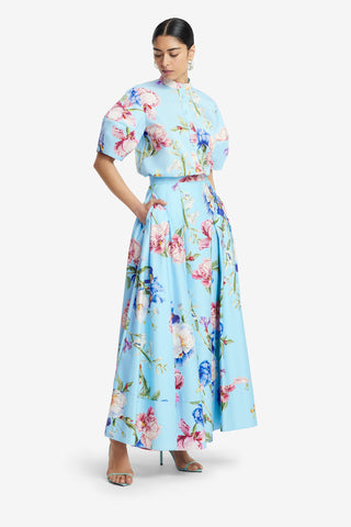 Exclusive LEO LIN Jemma Blouse - Garden Print in Baby Blue