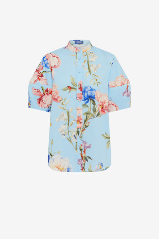 Exclusive LEO LIN Jemma Blouse - Garden Print in Baby Blue