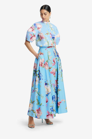 Exclusive LEO LIN Jemma Blouse - Garden Print in Baby Blue