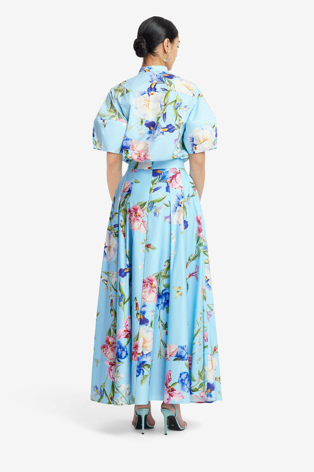 Exclusive LEO LIN Jemma Blouse - Garden Print in Baby Blue