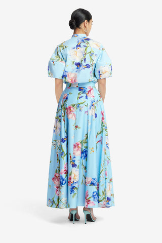 Exclusive LEO LIN Rhiannan Skirt - Garden Print in Baby Blue