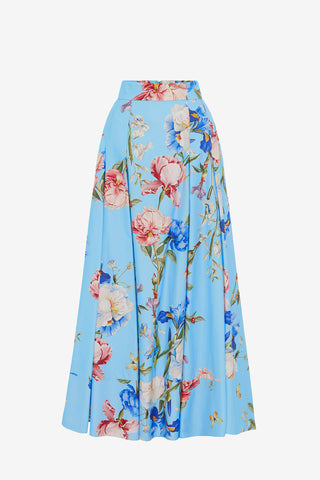 Exclusive LEO LIN Rhiannan Skirt - Garden Print in Baby Blue