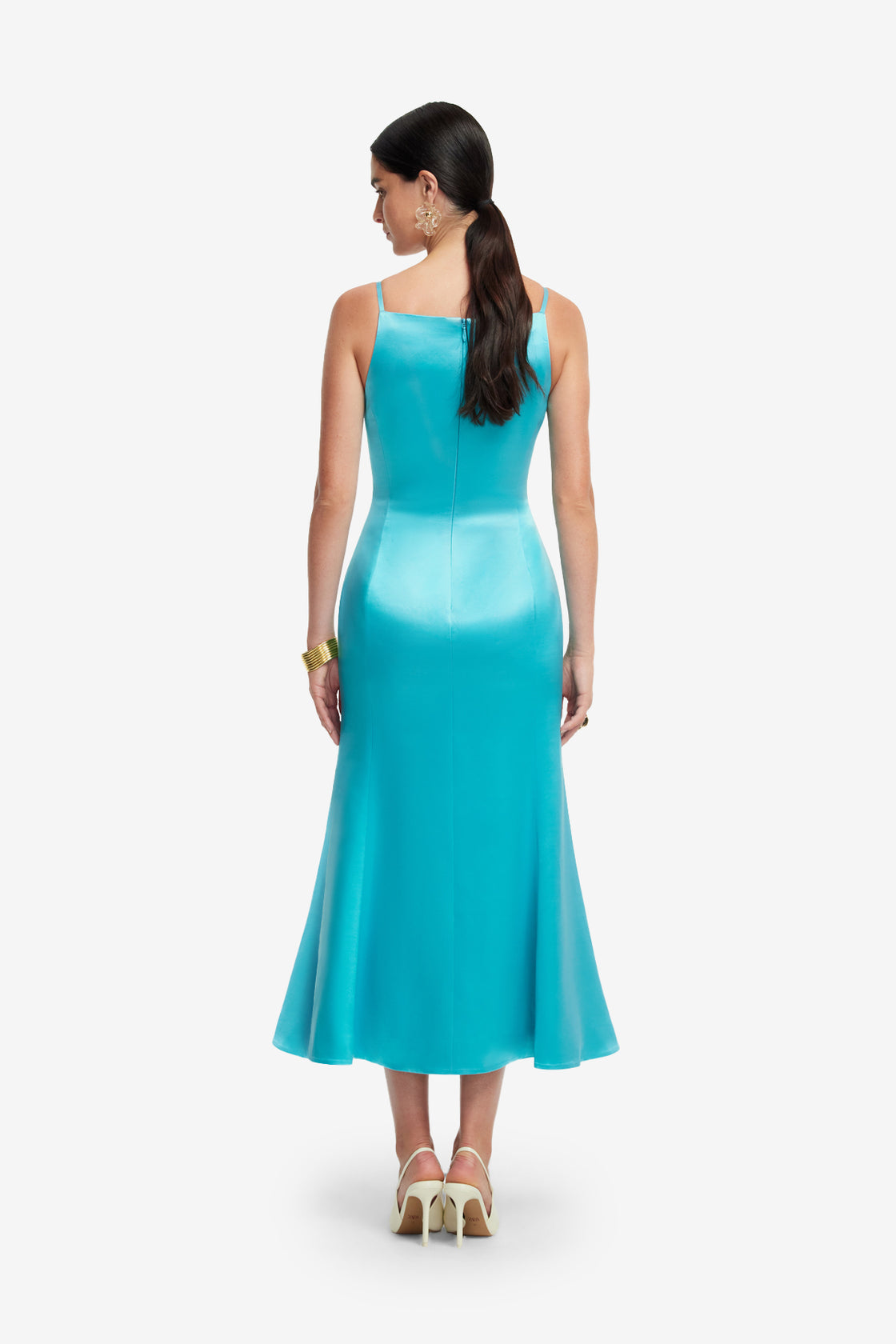 Regina Wool Blend Midi Dress - Aqua LEO LIN Regina Wool Blend Midi Dress - Aqua LEO LIN