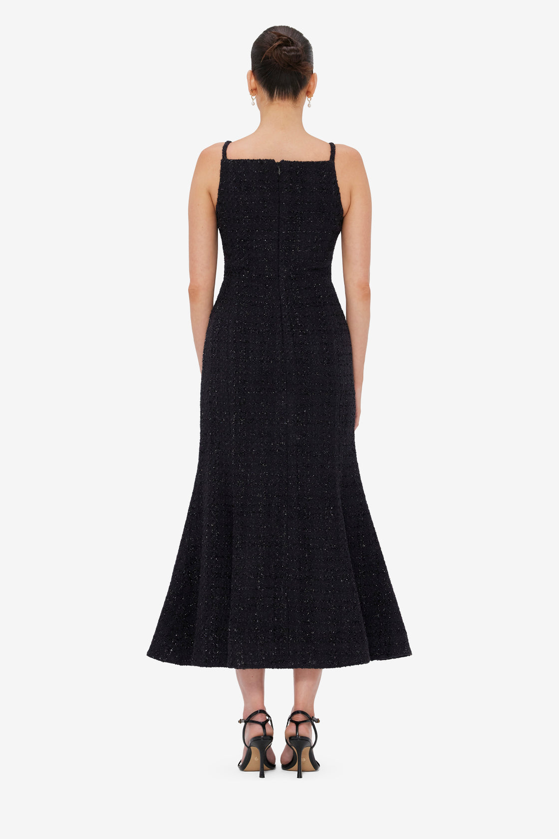 Exclusive LEO LIN Regina Tweed Midi Dress - Ebony