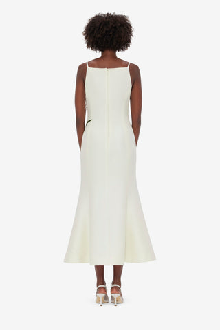 Exclusive LEO LIN Regina Embellished Wool Blend Midi Dress - Snow