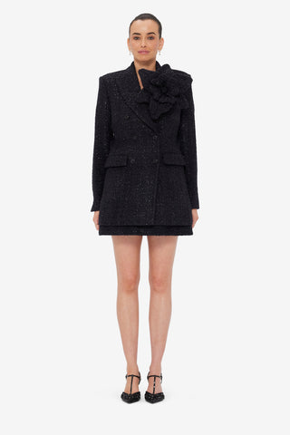 Exclusive LEO LIN Jazlyn Tweed Blazer - Ebony