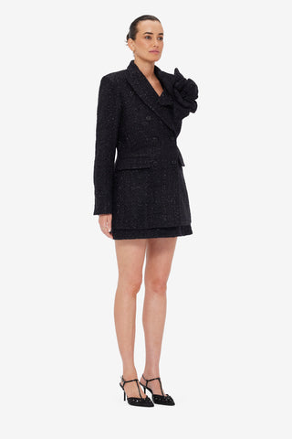 Exclusive LEO LIN Jazlyn Tweed Blazer - Ebony