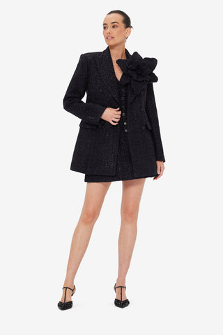 Exclusive LEO LIN Jazlyn Tweed Blazer - Ebony