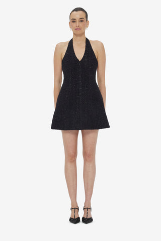 Exclusive LEO LIN Jessie Halterneck Mini Dress - Ebony