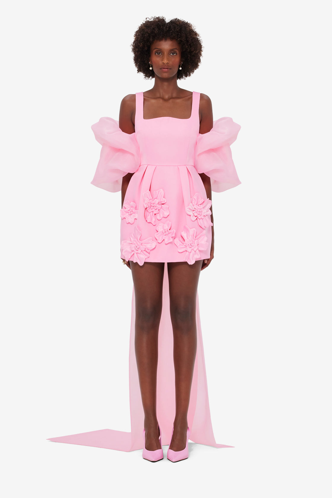Exclusive LEO LIN Piper Appliqué Mini Dress & Cape Set – Baby Pink