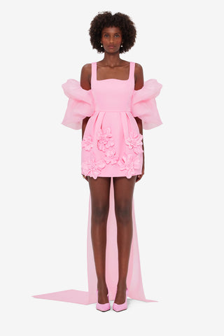 Exclusive LEO LIN Piper Appliqué Mini Dress & Cape Set – Baby Pink