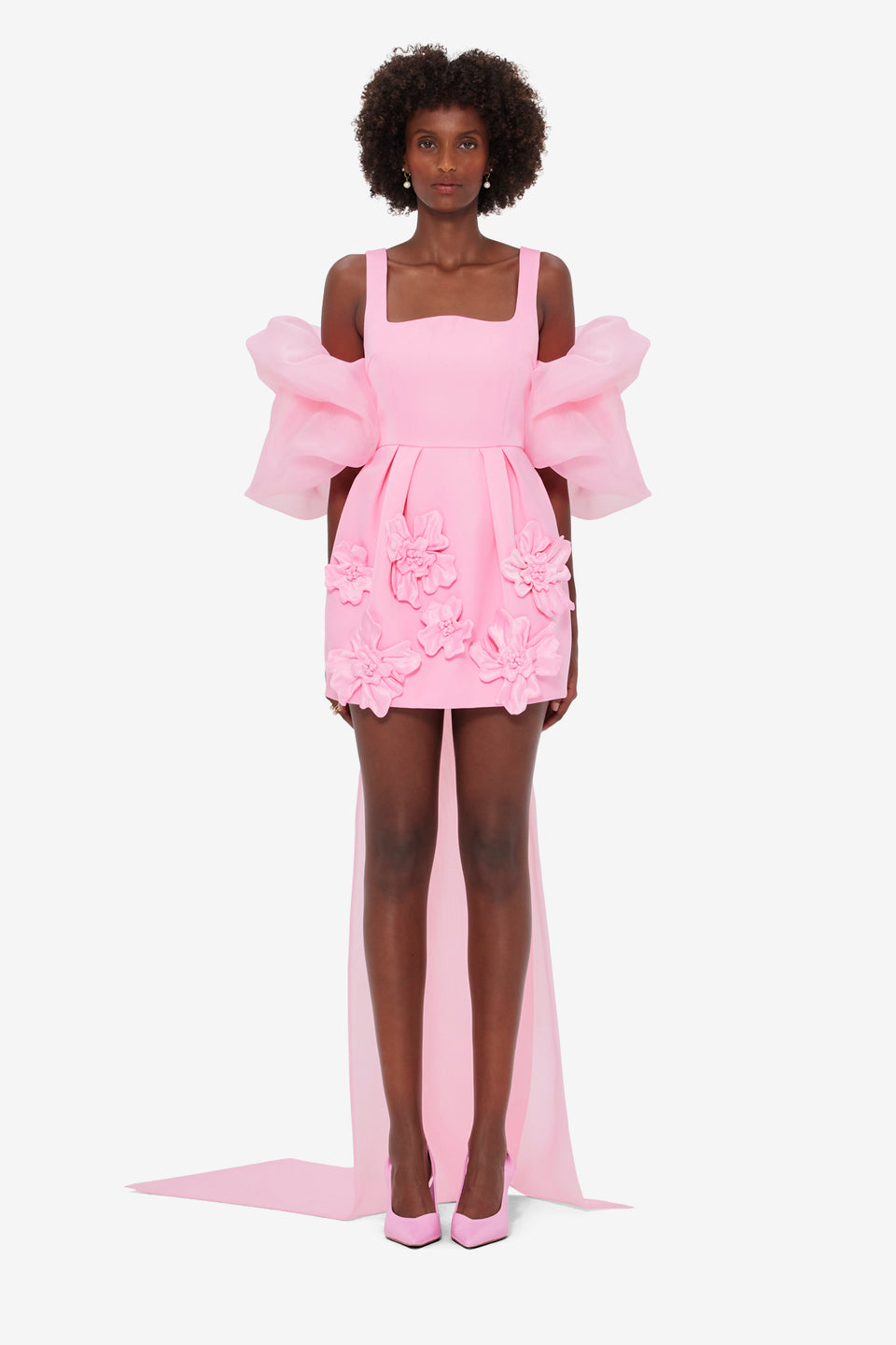 Exclusive LEO LIN Piper Appliqué Mini Dress & Cape Set – Baby Pink