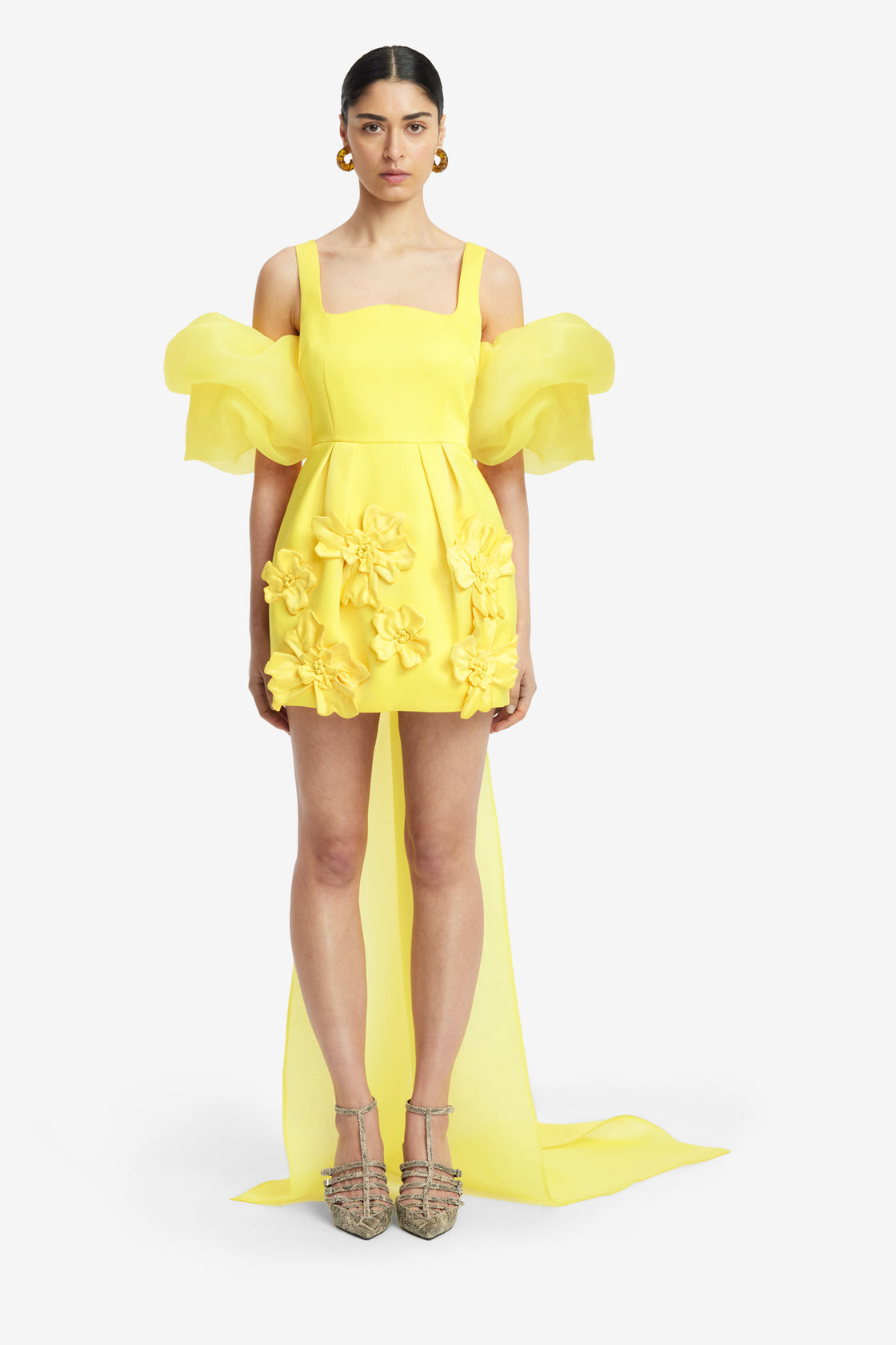 Exclusive LEO LIN Leonora Organza Puff Sleeve Cape - Sunshine