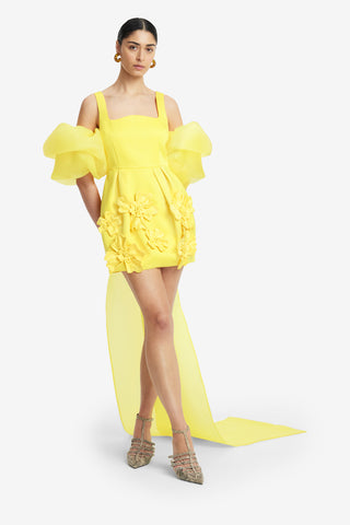 Exclusive LEO LIN Leonora Organza Puff Sleeve Cape - Sunshine