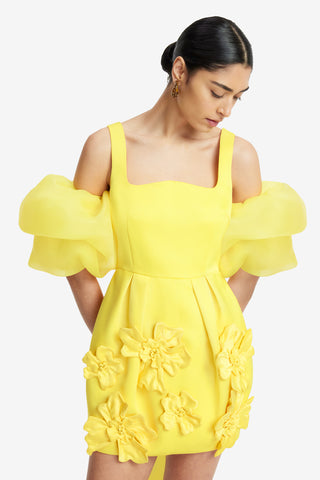 Exclusive LEO LIN Leonora Organza Puff Sleeve Cape - Sunshine