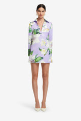Acacia Shirt Mini Dress - Lily Blossom Print in Lilac Dress Mini