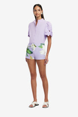 Olivianne Shorts - Lily Blossom Print in Lilac Shorts
