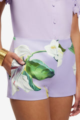 Olivianne Shorts - Lily Blossom Print in Lilac Shorts