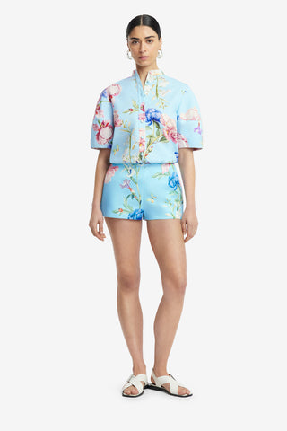 Exclusive LEO LIN Olivianne Shorts - Garden Print in Baby Blue