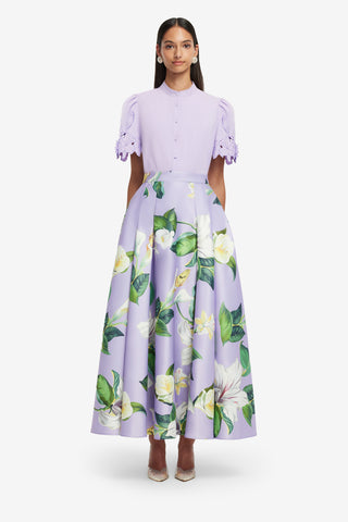 Exclusive LEO LIN Rhiannan Skirt - Lily Blossom Print in Lilac