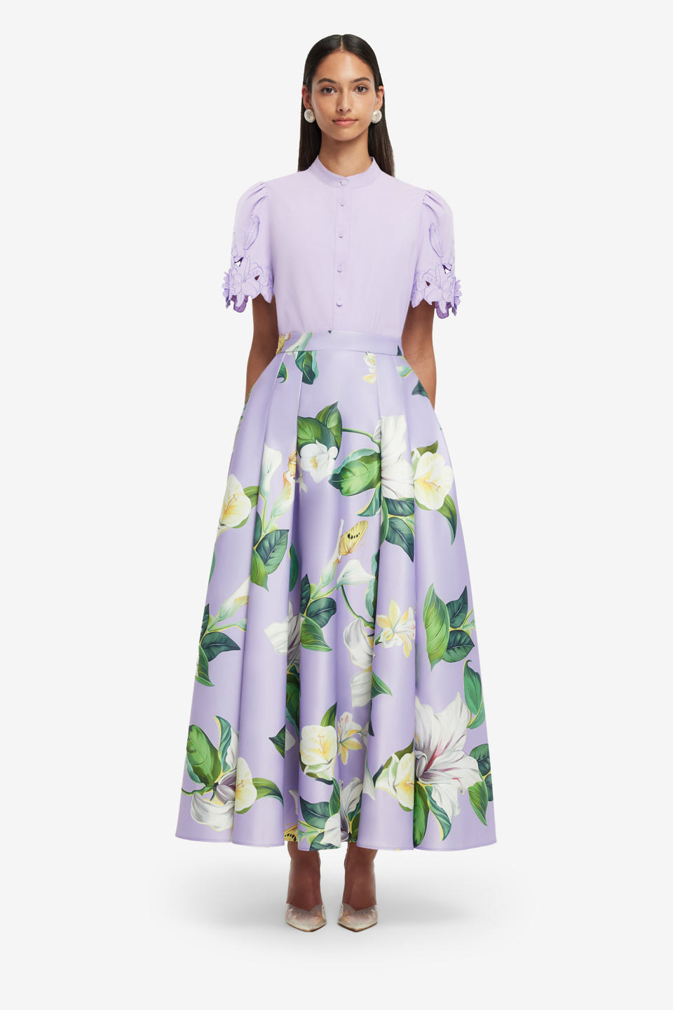 Exclusive LEO LIN Rhiannan Skirt - Lily Blossom Print in Lilac