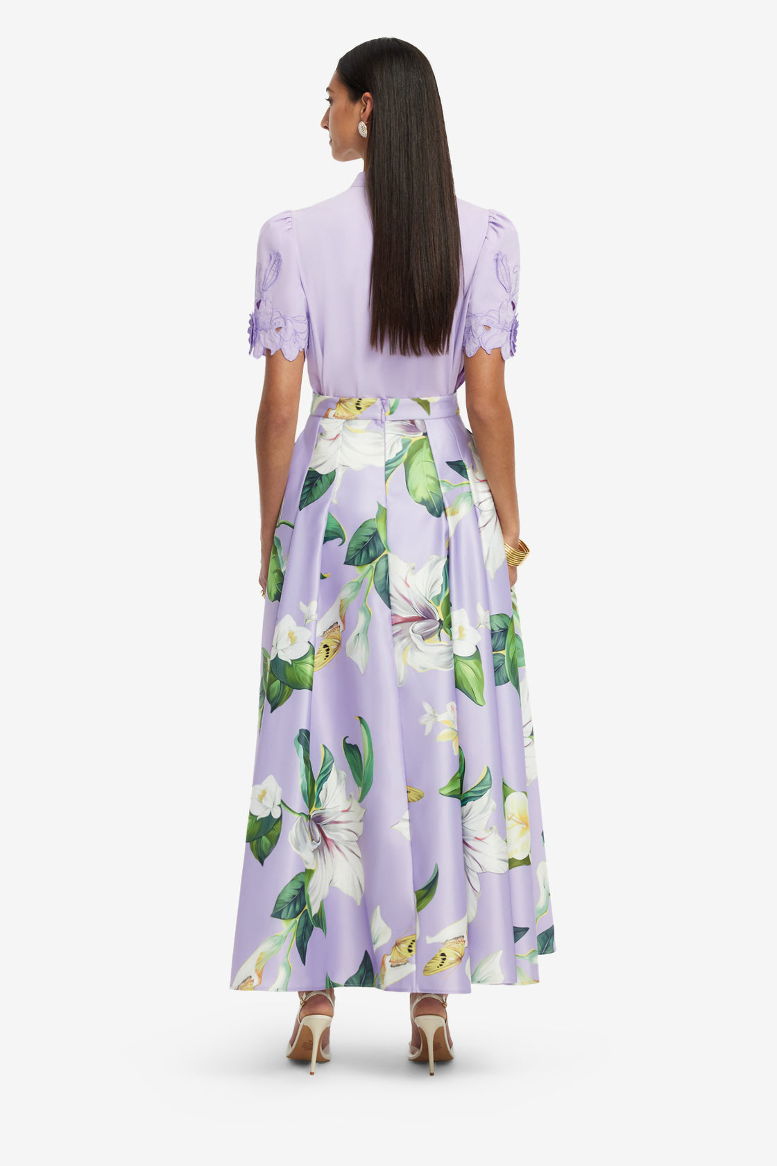 Exclusive LEO LIN Rhiannan Skirt - Lily Blossom Print in Lilac