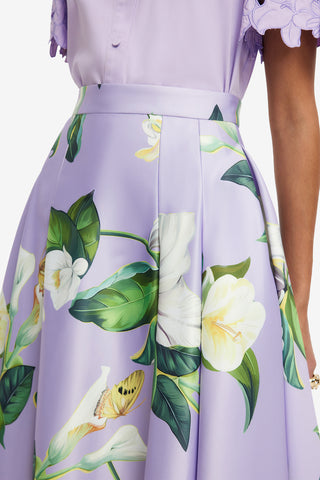 Exclusive LEO LIN Rhiannan Skirt - Lily Blossom Print in Lilac