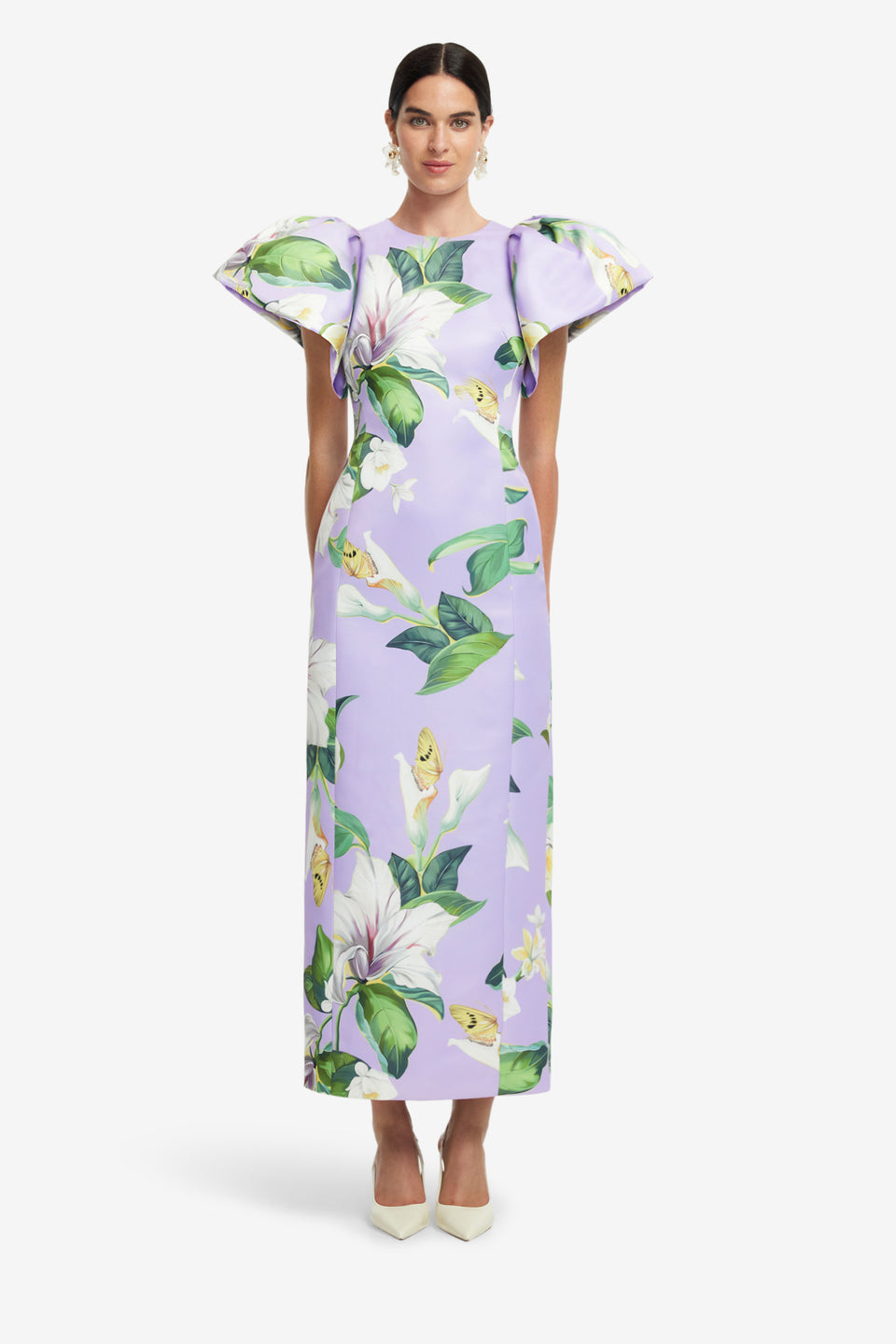 Exclusive LEO LIN Lucinda Maxi Dress - Lily Blossom Print in Lilac