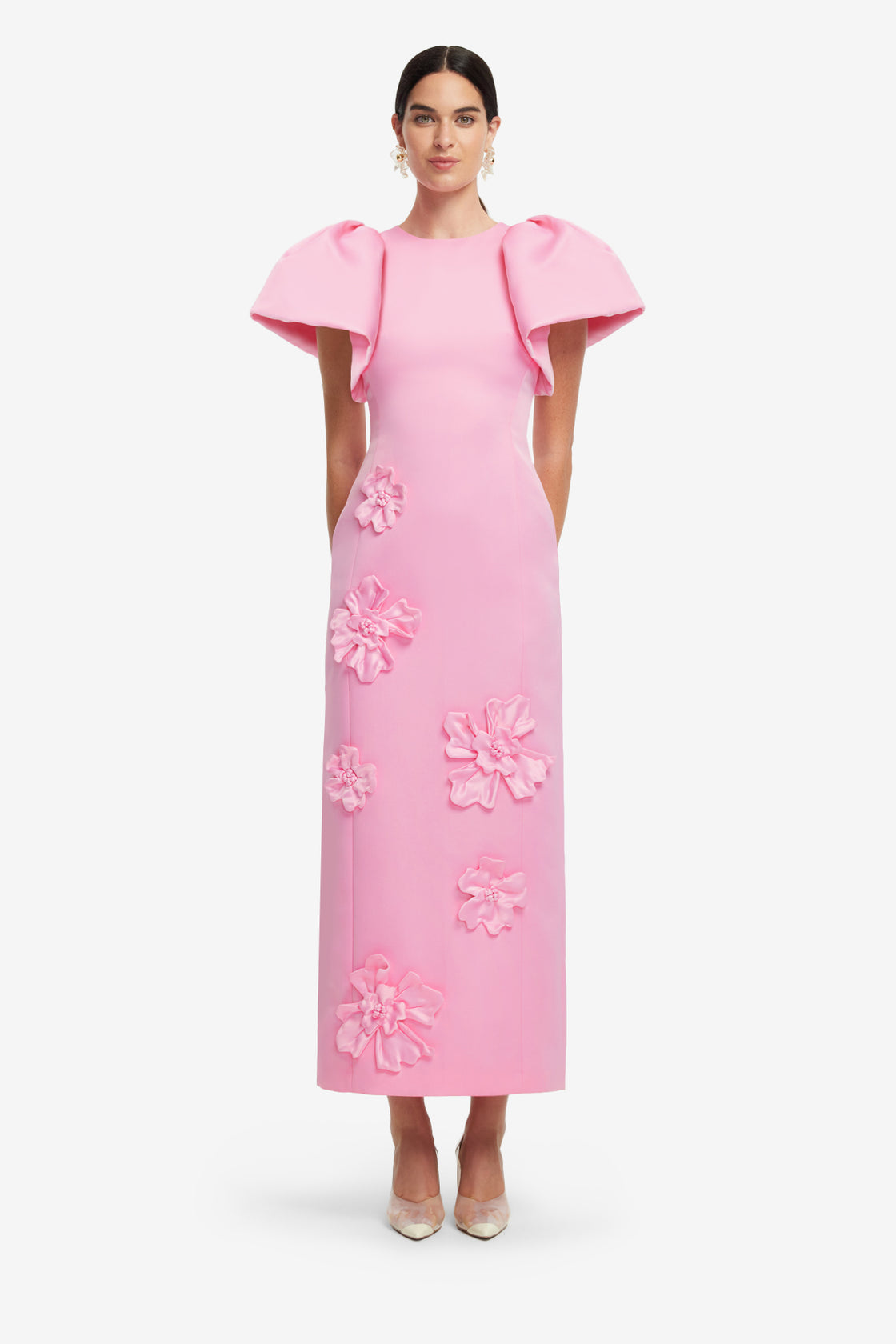 Exclusive LEO LIN Lucinda Floral Applique Maxi Dress - Baby Pink