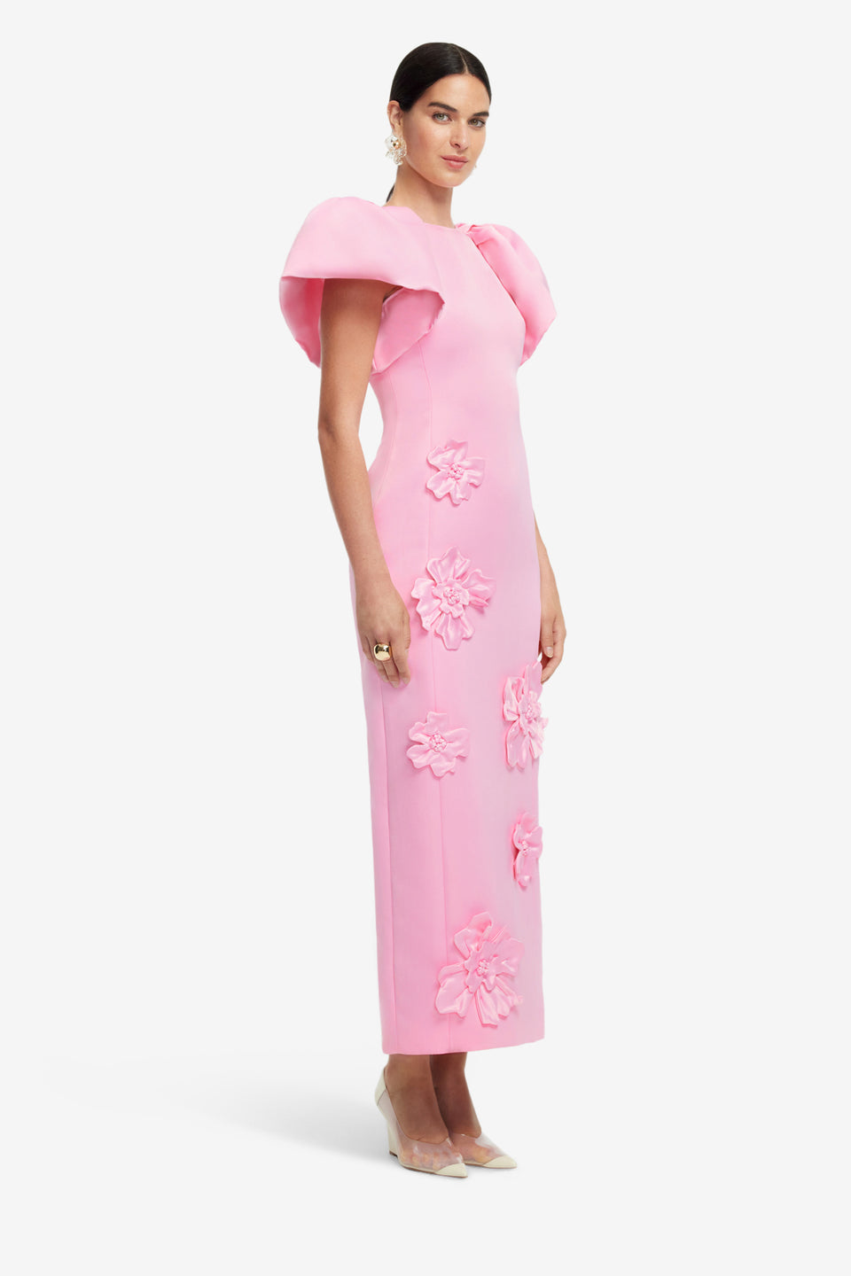 Exclusive LEO LIN Lucinda Floral Applique Maxi Dress - Baby Pink