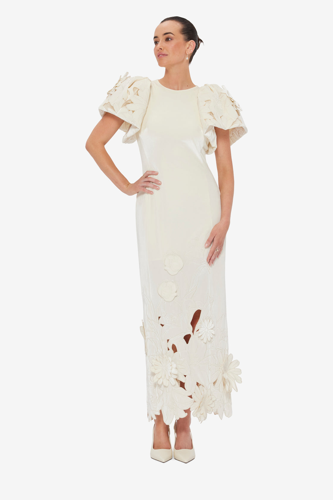 Exclusive LEO LIN Lucinda Velvet Maxi Dress - Snow