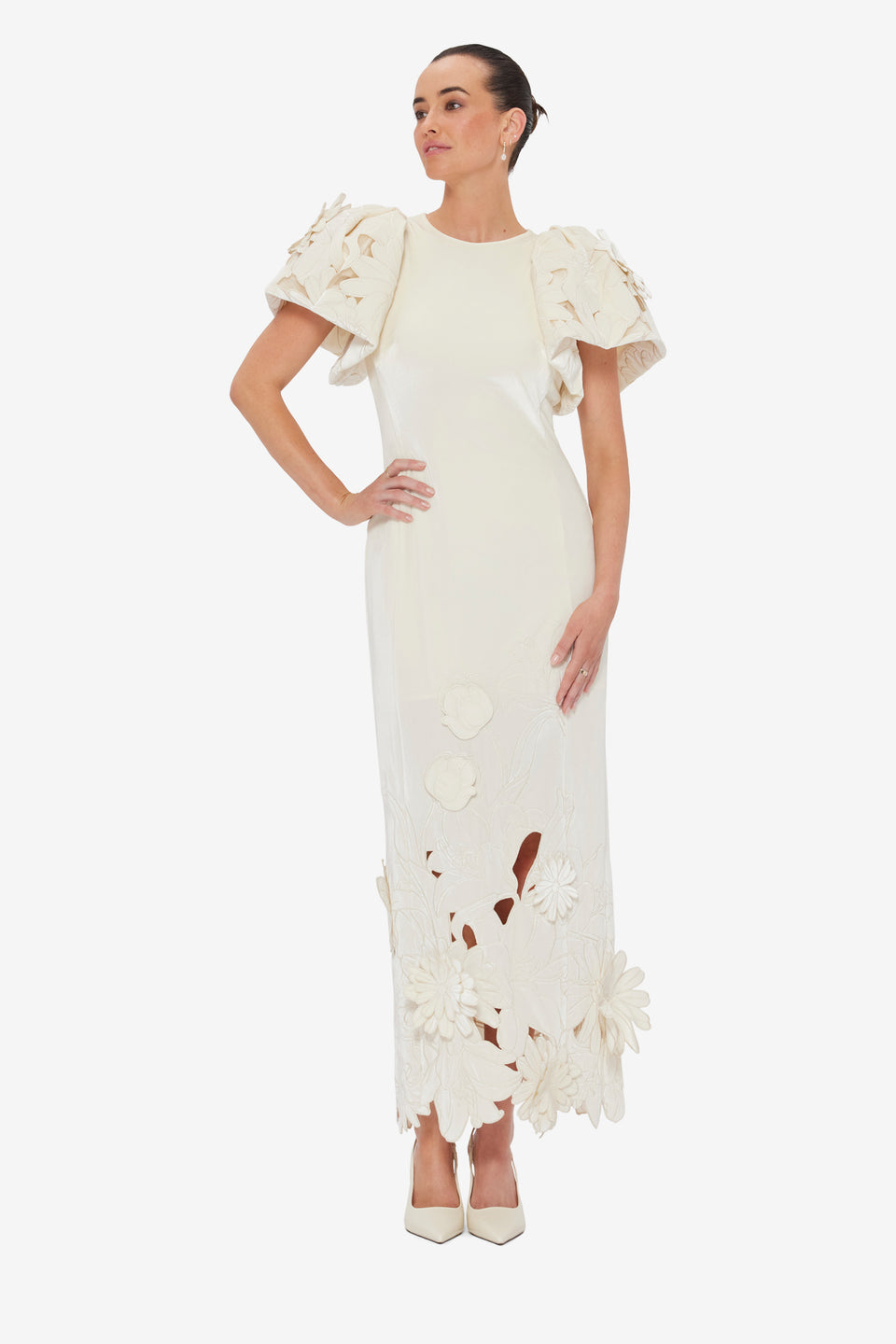 Exclusive LEO LIN Lucinda Velvet Maxi Dress - Snow