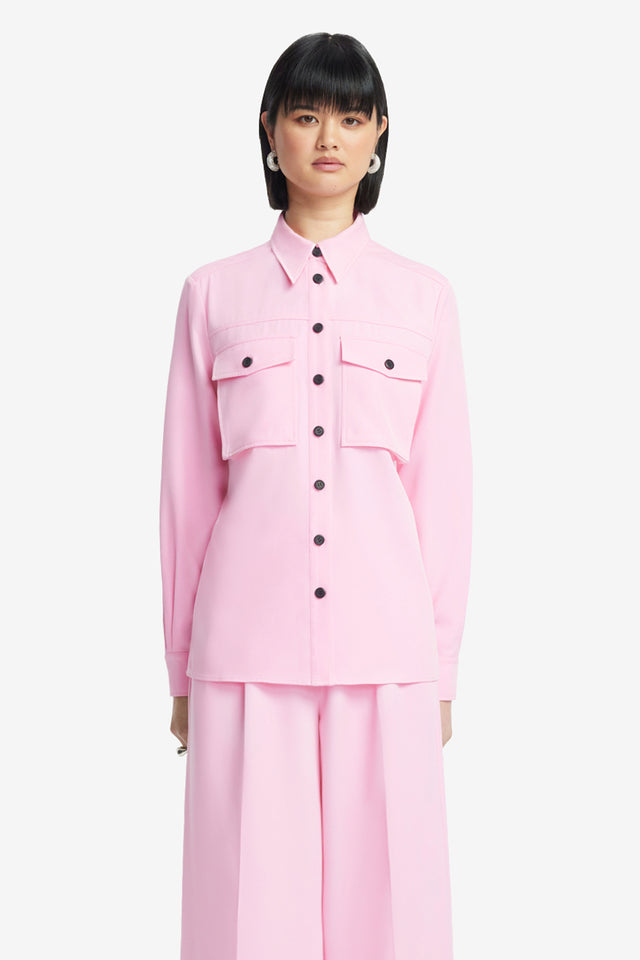 Exclusive LEO LIN Mavis Pocket Shirt - Baby Pink