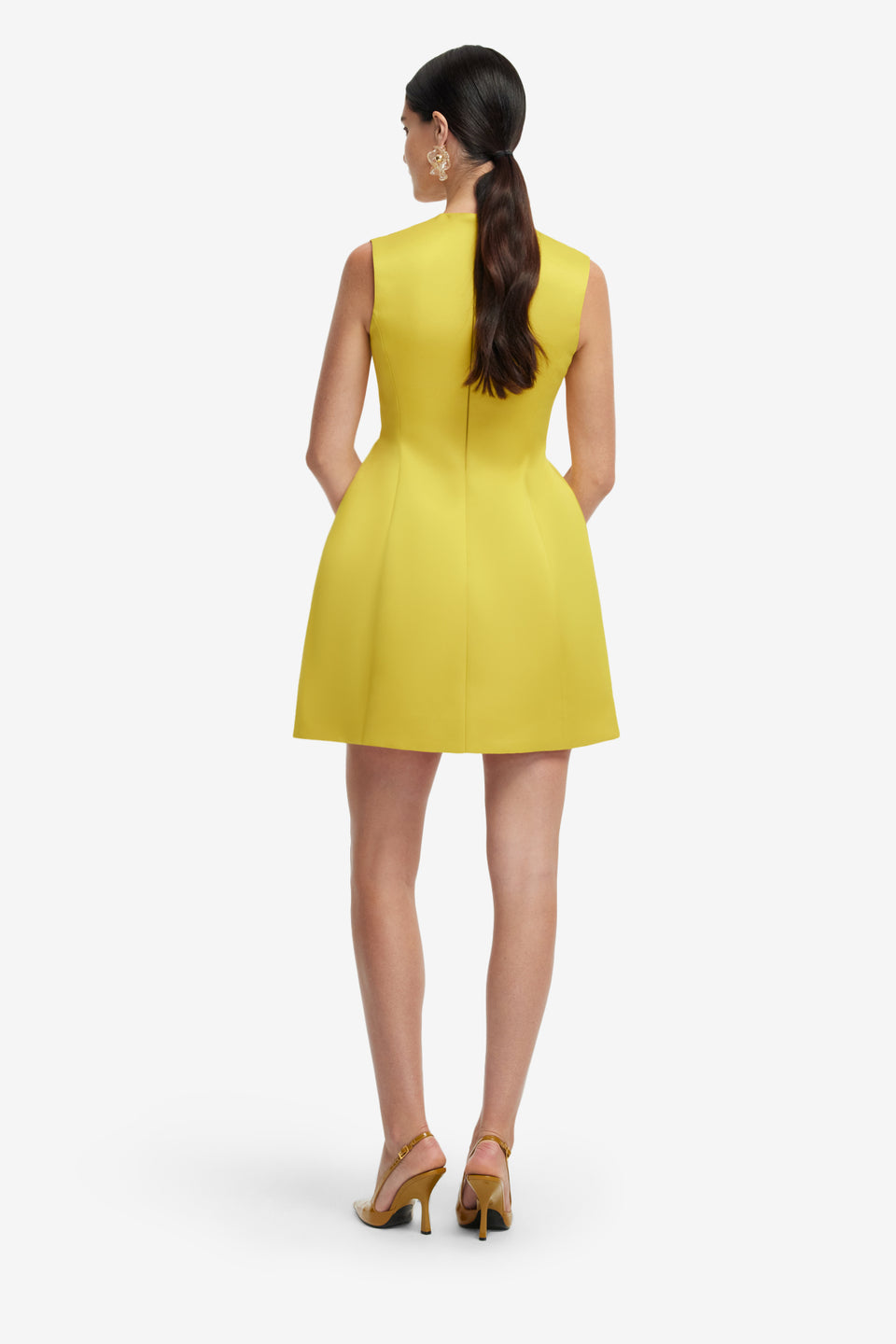 Exclusive LEO LIN Bree V Neck Embroidery Mini Dress - Mustard