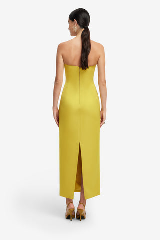 Exclusive LEO LIN Rayna Appliqué Floral Bustier Maxi Dress - Mustard