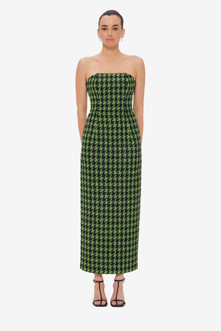 Exclusive LEO LIN Rayna Tweed Bustier Maxi Dress - Houndstooth