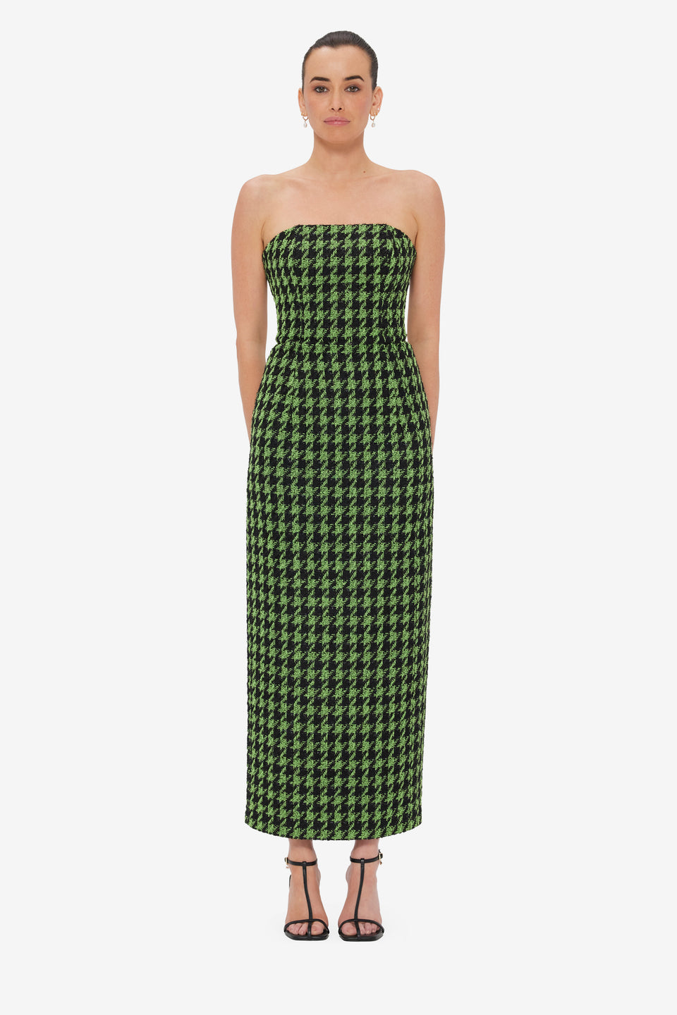 Exclusive LEO LIN Rayna Tweed Bustier Maxi Dress - Houndstooth