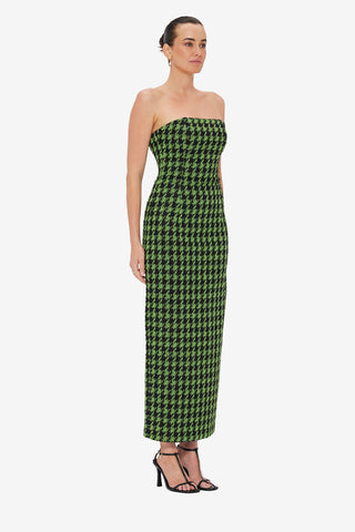 Exclusive LEO LIN Rayna Tweed Bustier Maxi Dress - Houndstooth