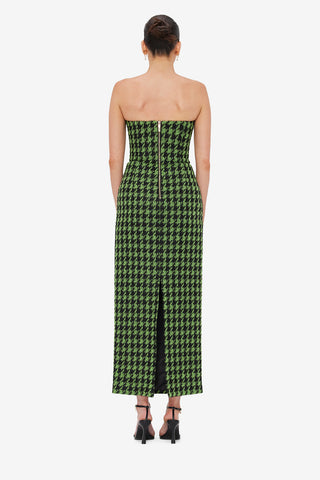 Exclusive LEO LIN Rayna Tweed Bustier Maxi Dress - Houndstooth