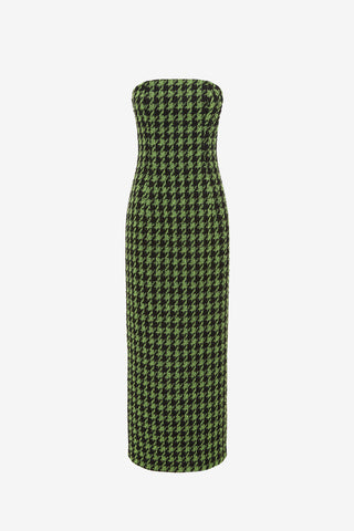 Exclusive LEO LIN Rayna Tweed Bustier Maxi Dress - Houndstooth