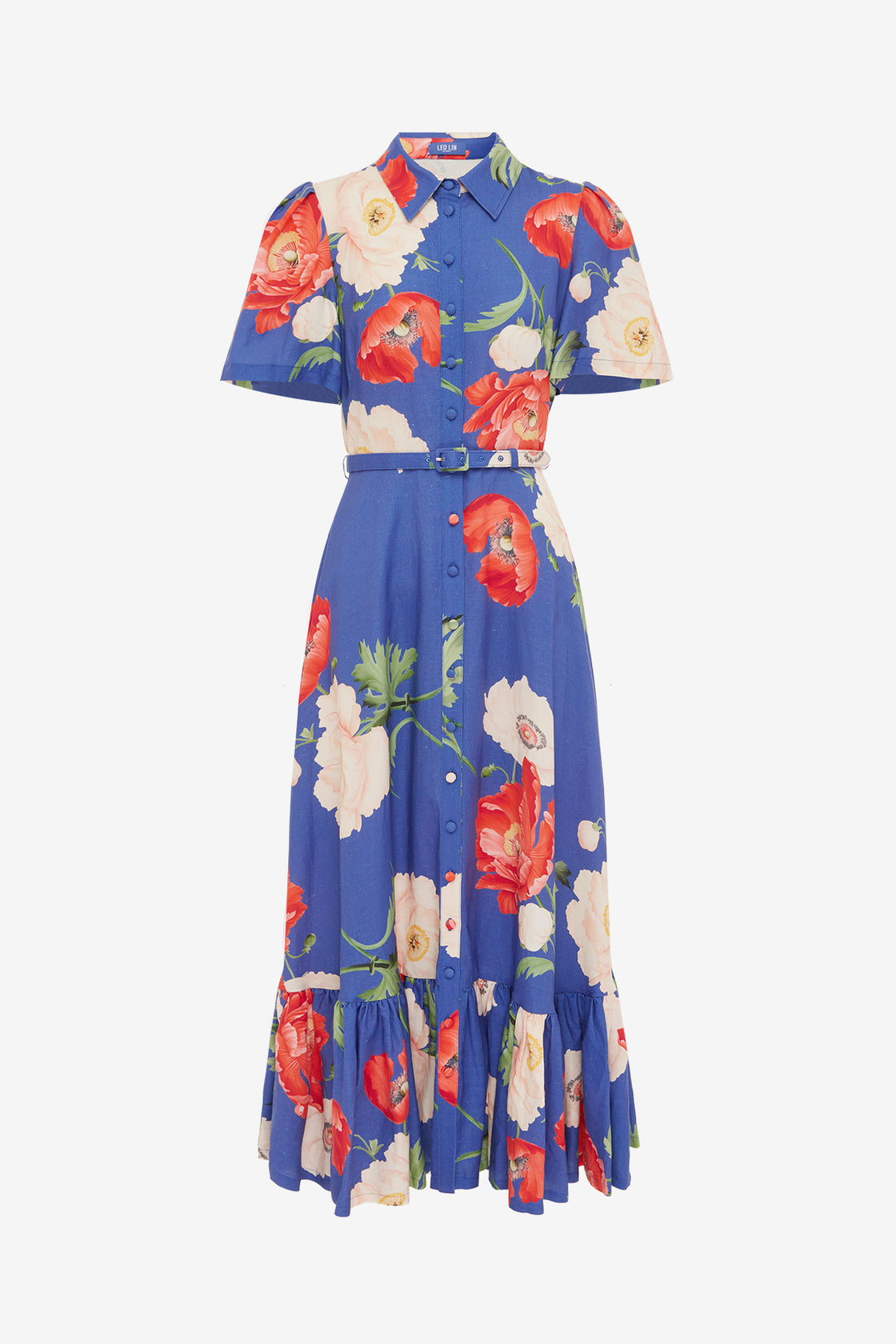 Exclusive LEO LIN Becca Short Sleeve Midi Dress - Poppy Print