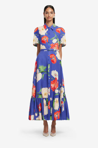 Exclusive LEO LIN Becca Short Sleeve Midi Dress - Poppy Print