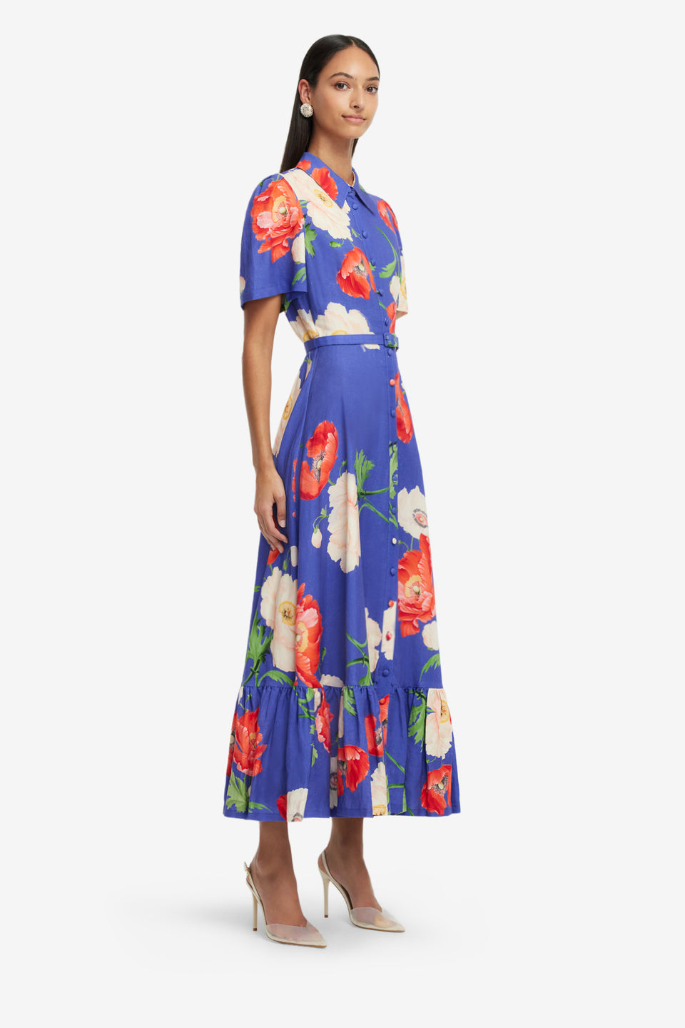 Exclusive LEO LIN Becca Short Sleeve Midi Dress - Poppy Print