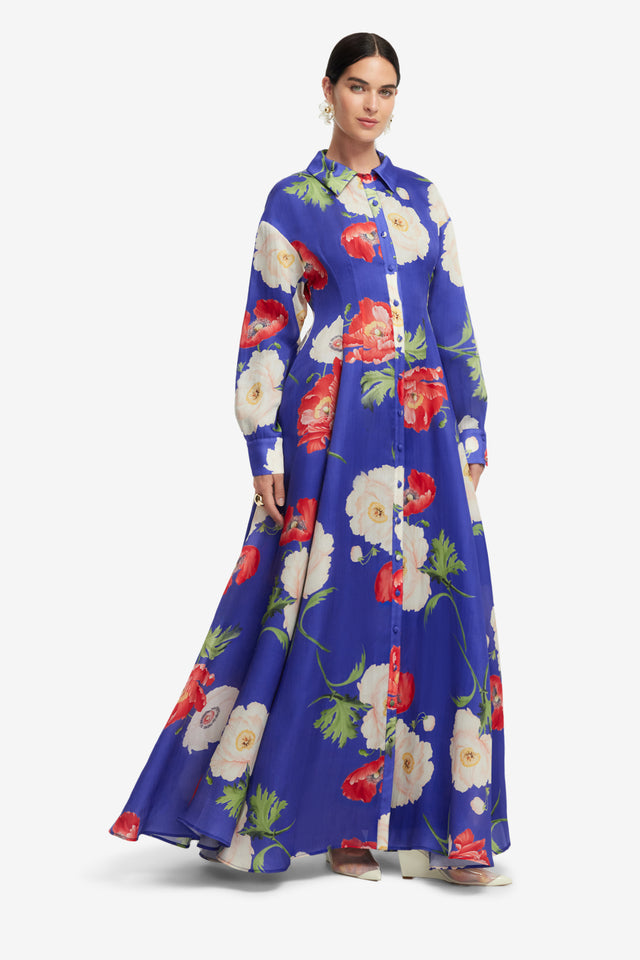 Exclusive LEO LIN Josephine Silk Gown - Poppy Print