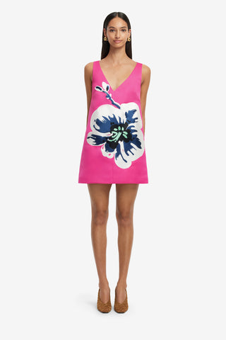 Exclusive LEO LIN Kaelyn V Neck Mini Dress - Orchid Print